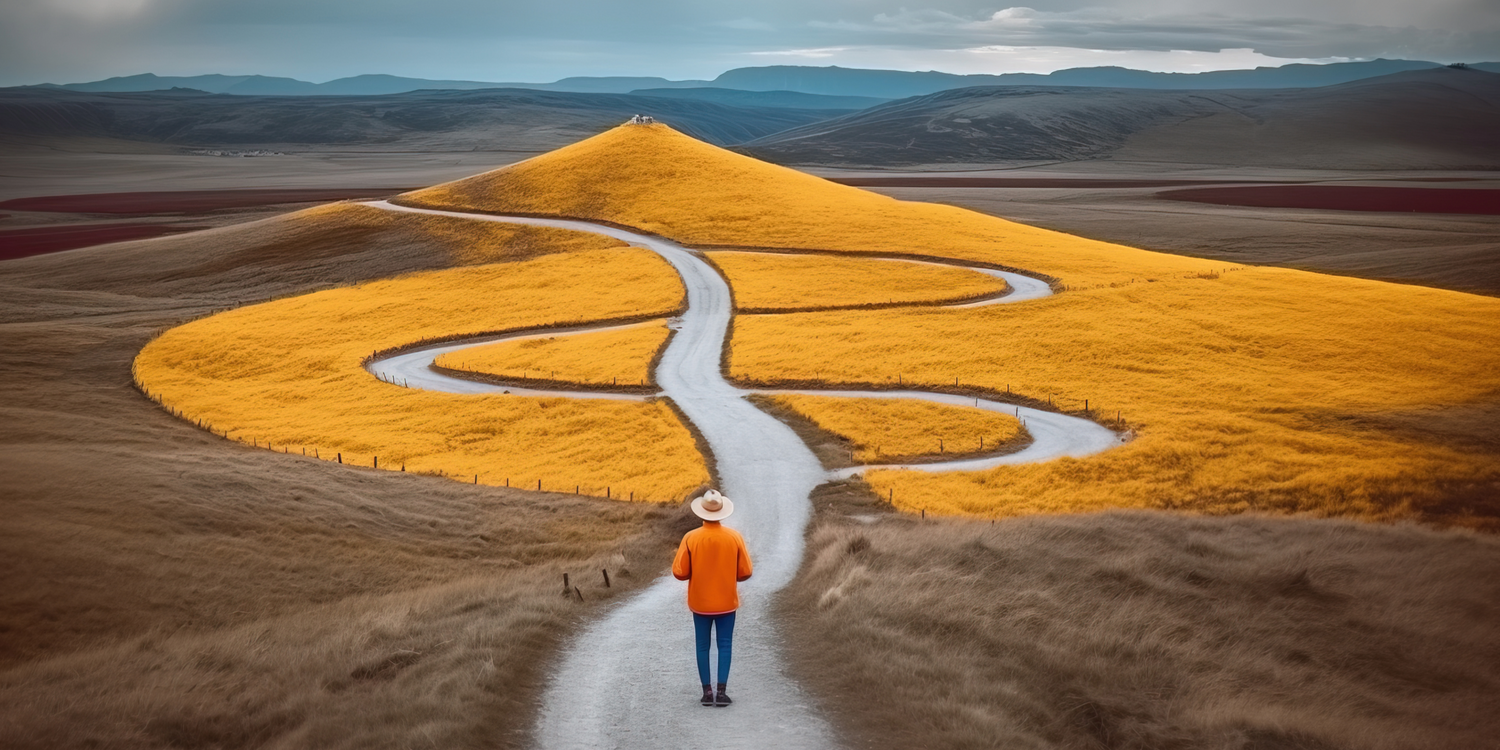 Person standing on a long pathway with multiple crossroads, symbolising the journey and choices involved in quitting smoking