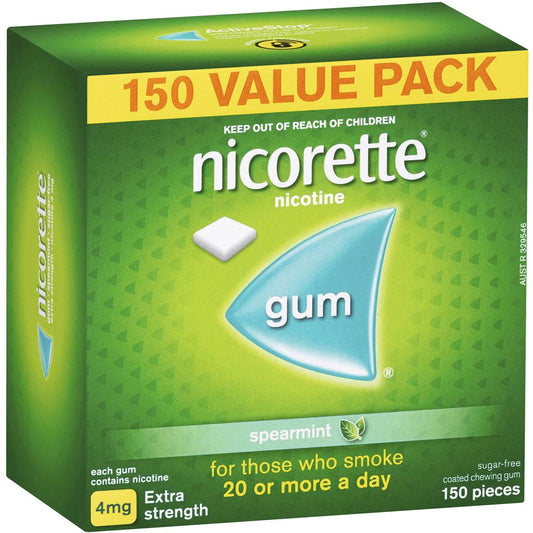 Nicorette Quit Smoking Gum 4mg Extra Strength Spearmint (150 pack)