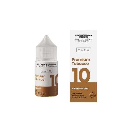 VAPO PREMIUM TOBACCO NICOTINE SALTS (30ML BOTTLE)