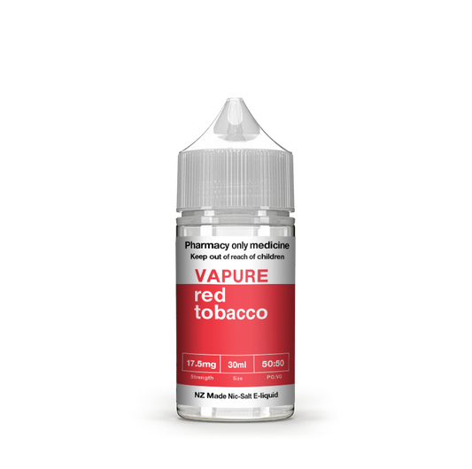 VAPURE RED TOBACCO NICOTINE SALTS (PREMIUM RED) (30ML BOTTLE)