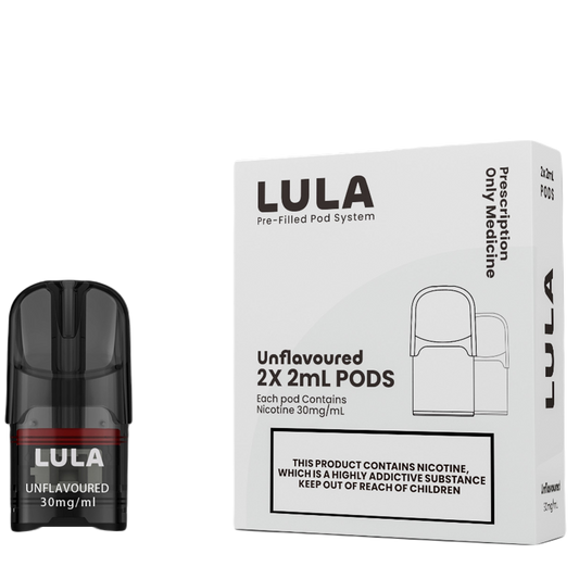 LULA UNFLAVOURED PRE-FILLED POD 30MG/ML (2 X 2ML)