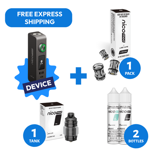 NICOMOD KIT & 2 NICOPOD FREEBASE BOTTLES