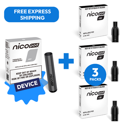 NICOPOD® DEVICE & 3 PACK REFILLABLE PODS PACK