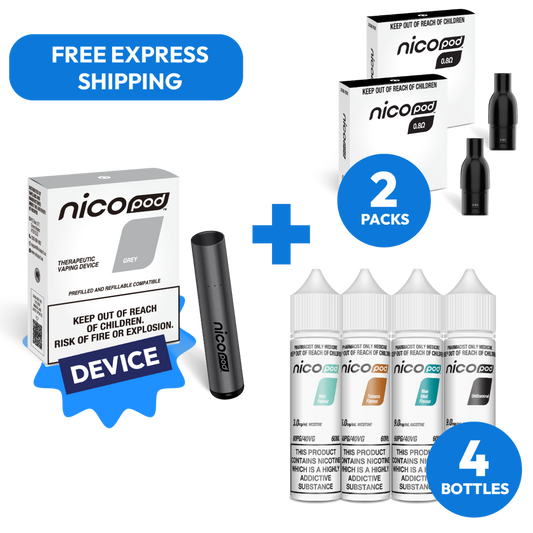 NICOPOD® DEVICE & FREEBASE 4 BOTTLE STARTER PACK