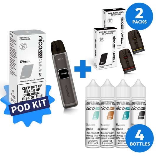 NICOPOD® x UWELL G4 POD KIT & 4 FREEBASE BOTTLES STARTER PACK