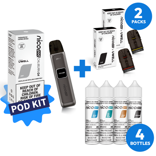 NICOPOD® x UWELL G4 POD KIT & 4 NICOTINE SALTS BOTTLES STARTER PACK