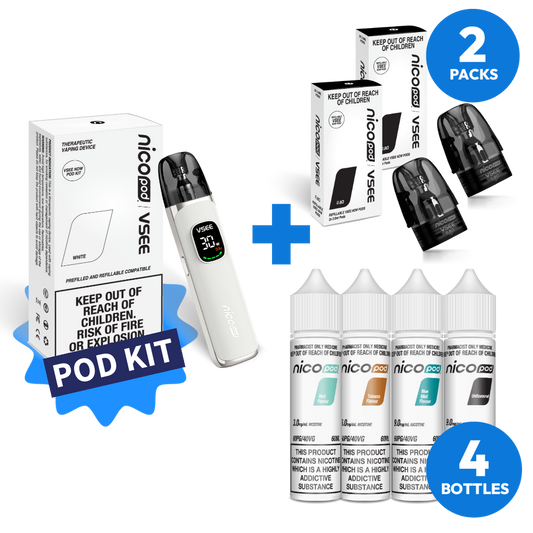 NICOPOD® x VSEE NOW POD KIT & 4 FREEBASE BOTTLES STARTER PACK
