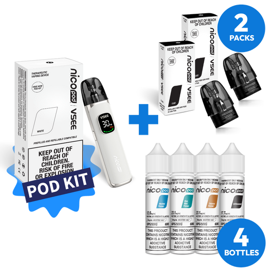 NICOPOD® x VSEE NOW POD KIT & 4 NICOTINE SALTS BOTTLES STARTER PACK