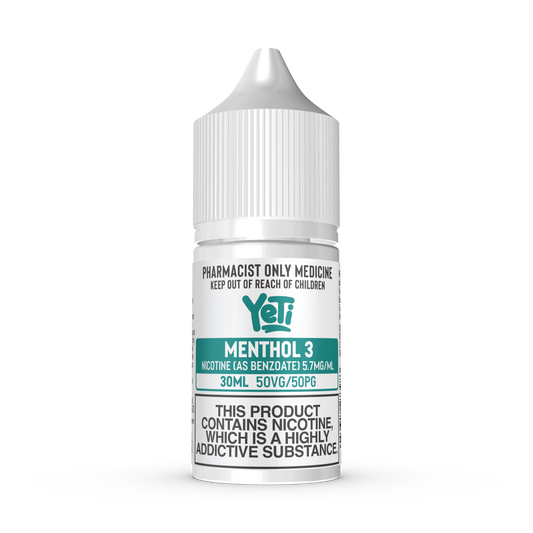 YETI MENTHOL 3 NICOTINE SALTS (30ML BOTTLE)