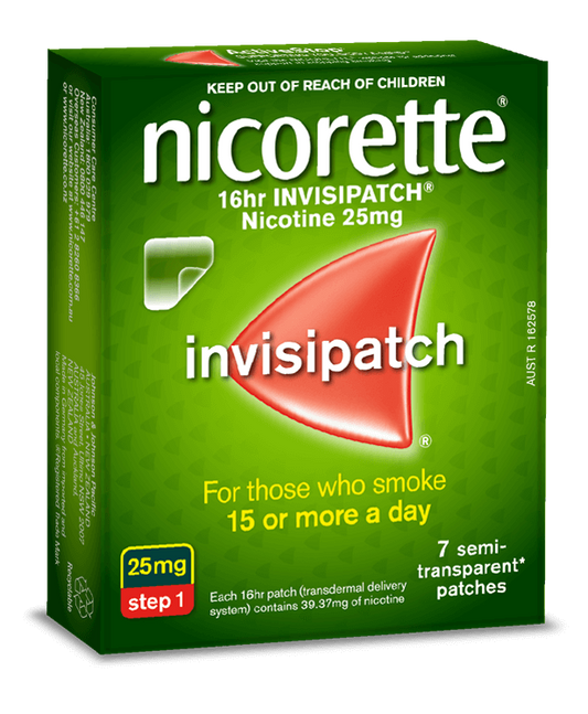 Nicorette Quit Smoking 16hr Invisipatch Step 1 (25mg) 7 pack